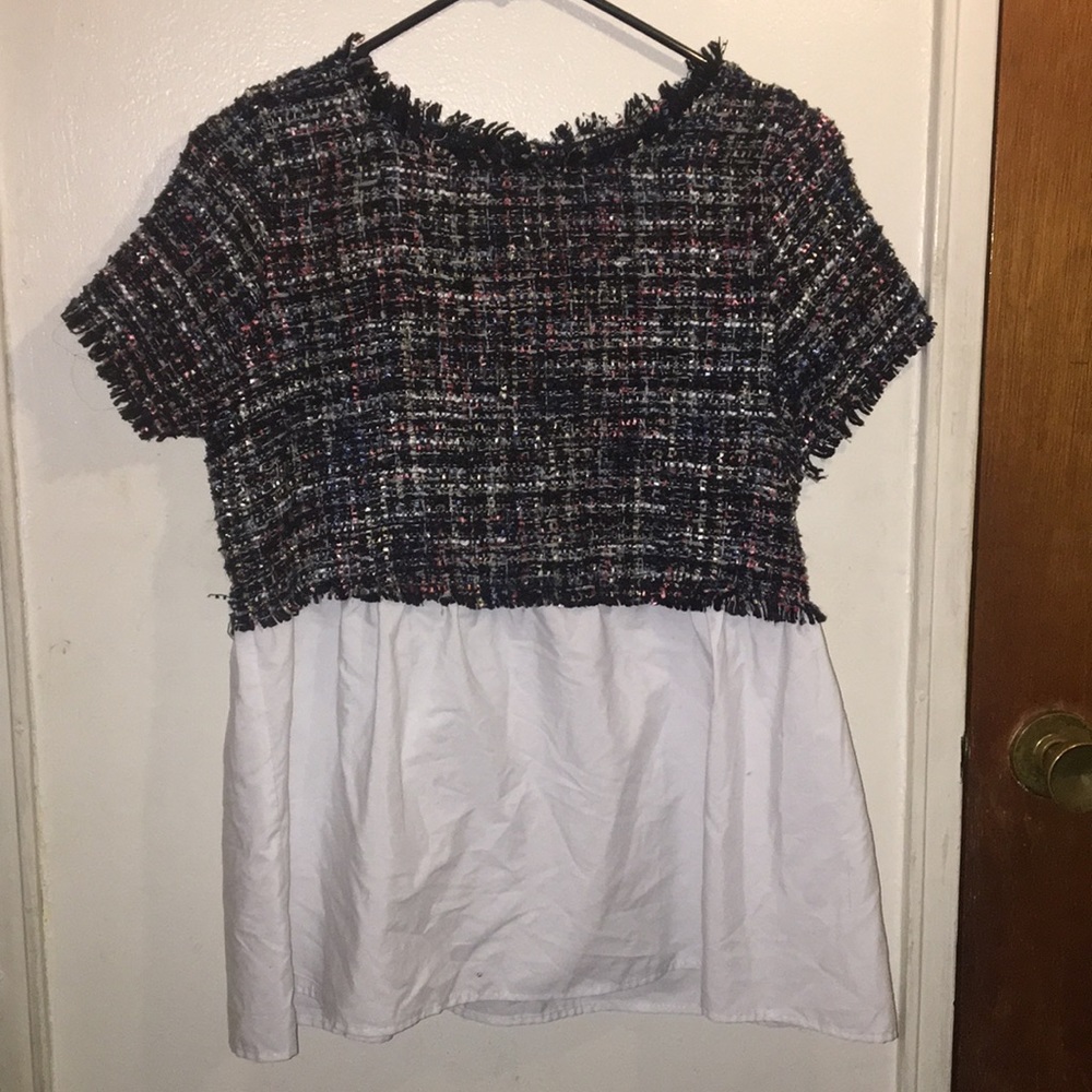 Zara tweed combo top